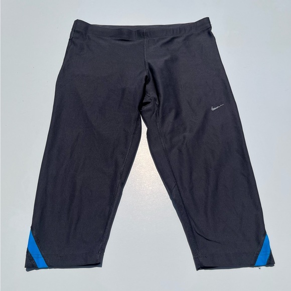 Nike Black and Blue Dri-Fit Capri Leggings - Picture 1 of 7